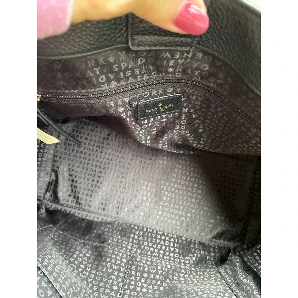 Kate Spade Flynn Street Bag Black Designer Satchel Structured Woven Aztec Detail